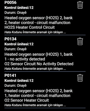 Oksijen sensörü hataları
